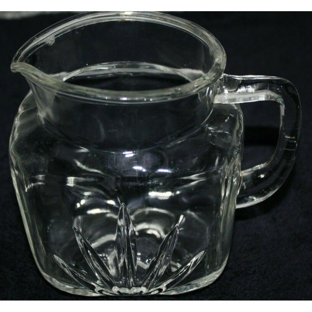 VINTAGE CLEAR CUT GLASS SQUARE TEA PITCHER